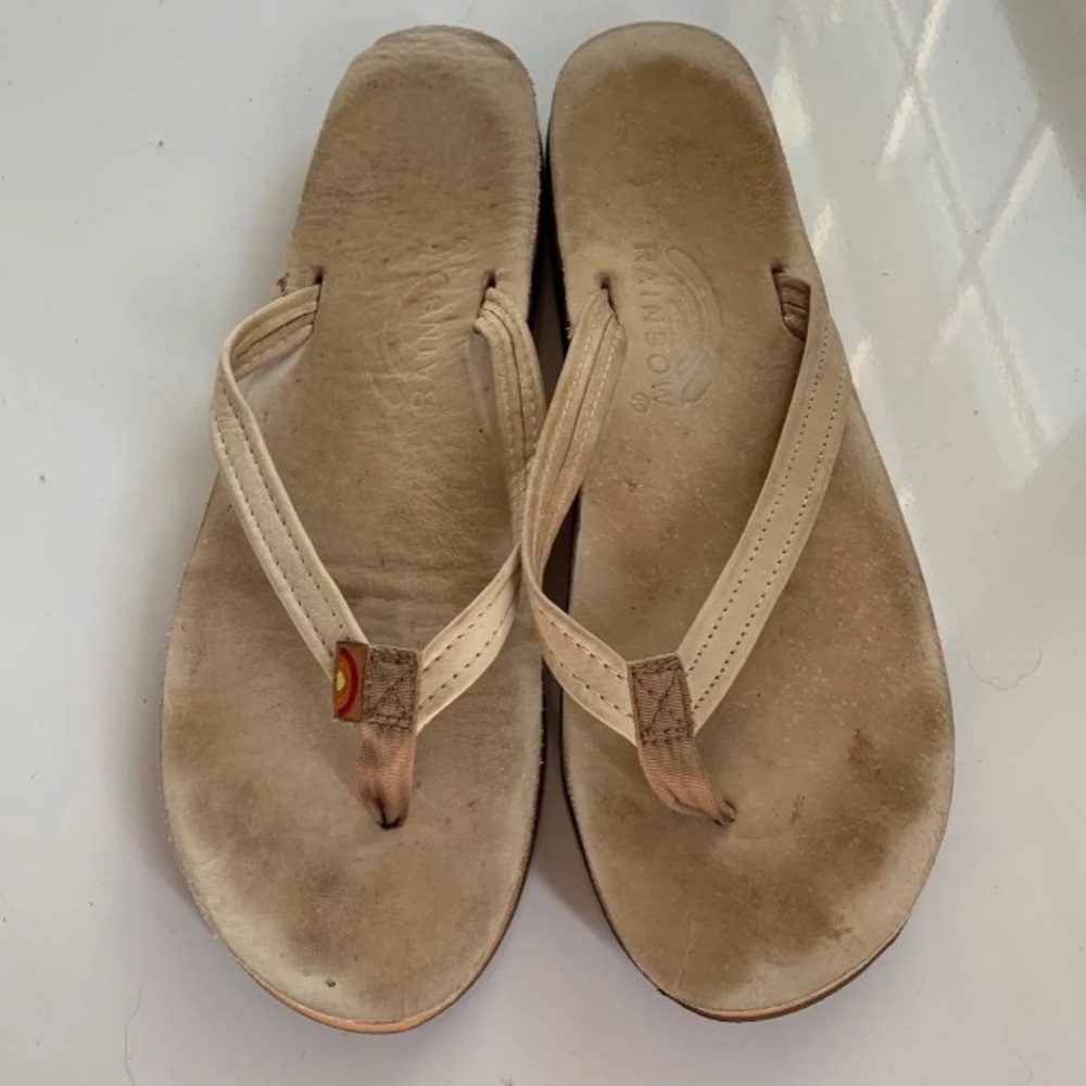 Rainbow sandals tan flip flops large